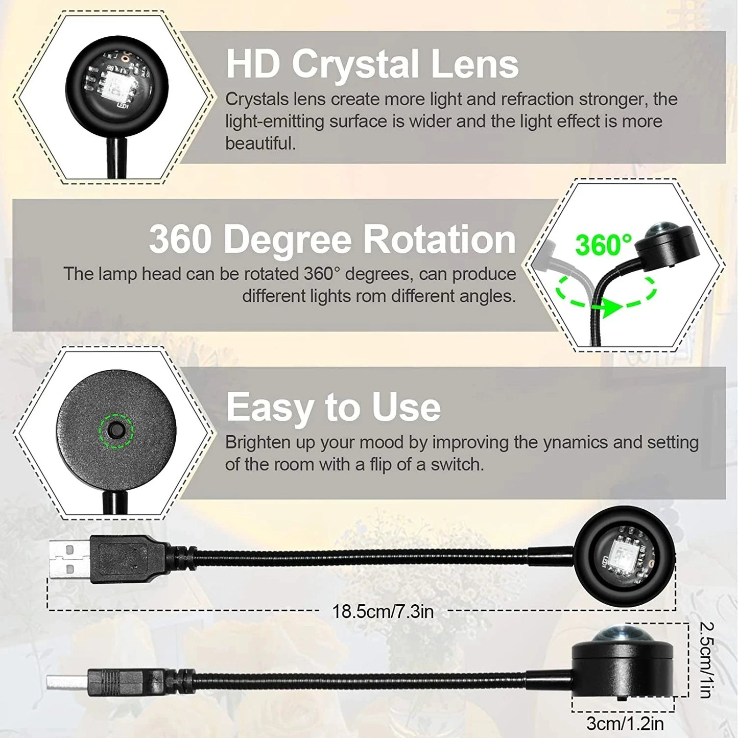 LED Sunset Projection Light