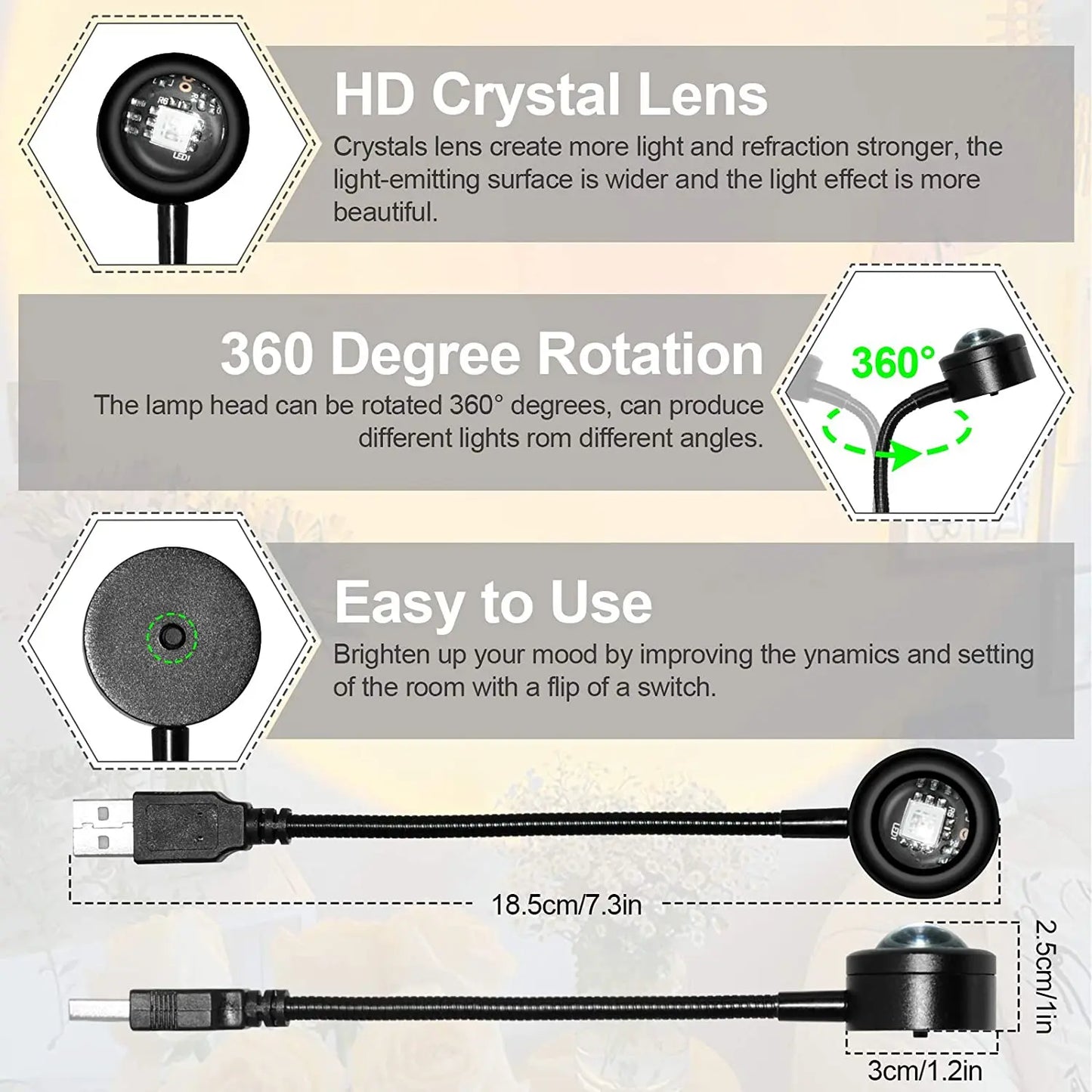 LED Sunset Projection Light