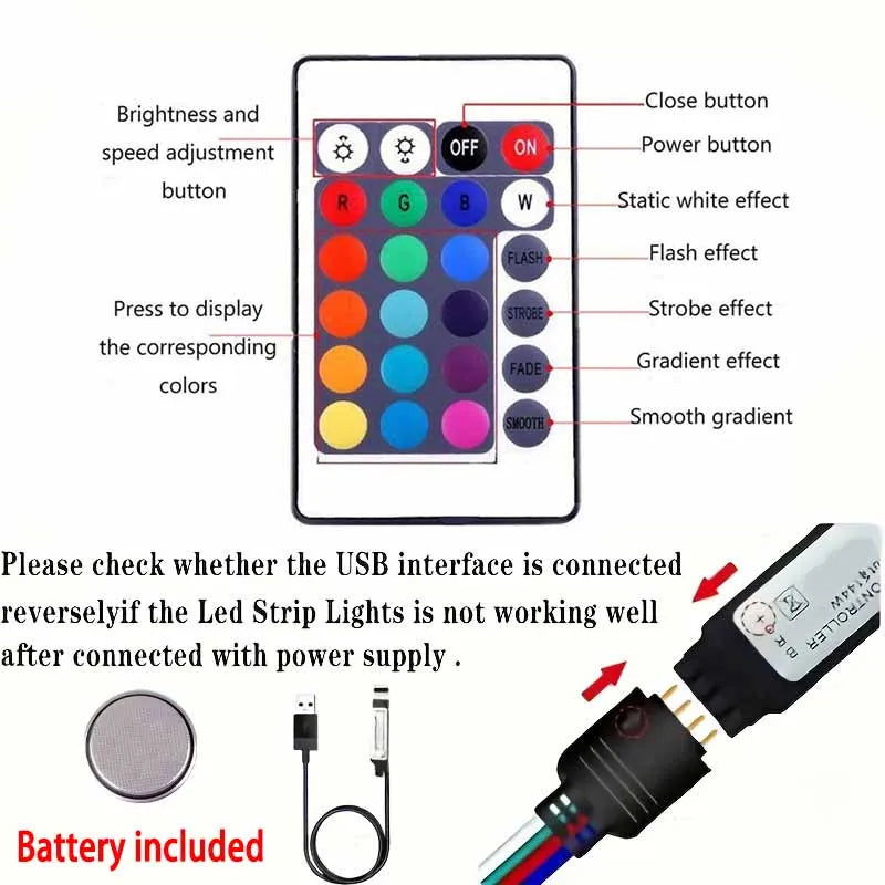 5M RGB LED Strip Light with USB
