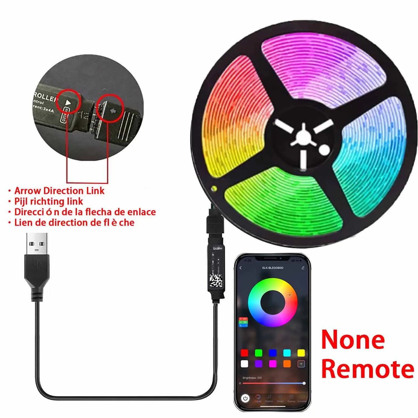 5M RGB LED Strip Light with USB